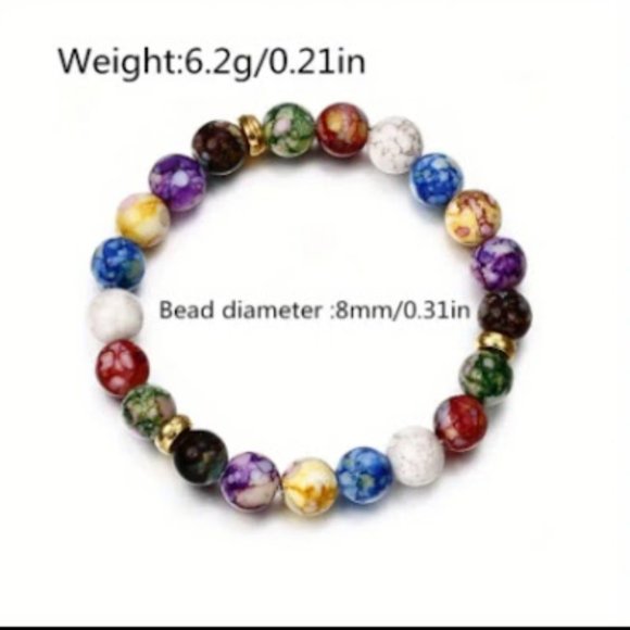 1pc 7 Color Chakra Energy 8mm Natural Stone Bracelet - Picture 5 of 5